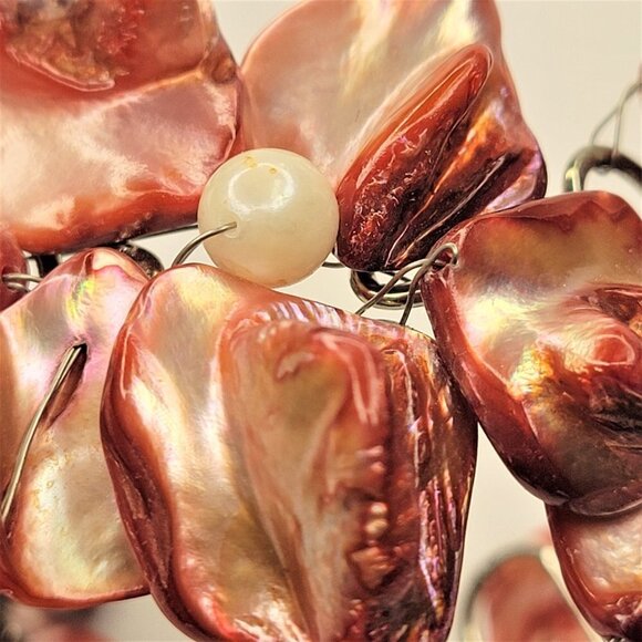 Wine Red Shell White Pearls Adjustable Cuff Bracelet Bangle - NEW - Picture 9 of 16